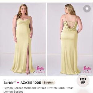 Azazie Lemon Sorbet Backless Satin Dress